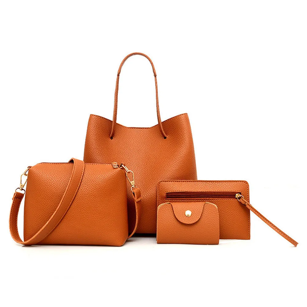 Women Leather Handbag 4Pcs