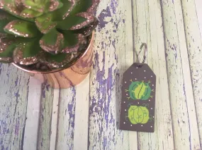 Wooden Keyring - Cactus Succulent Design 4