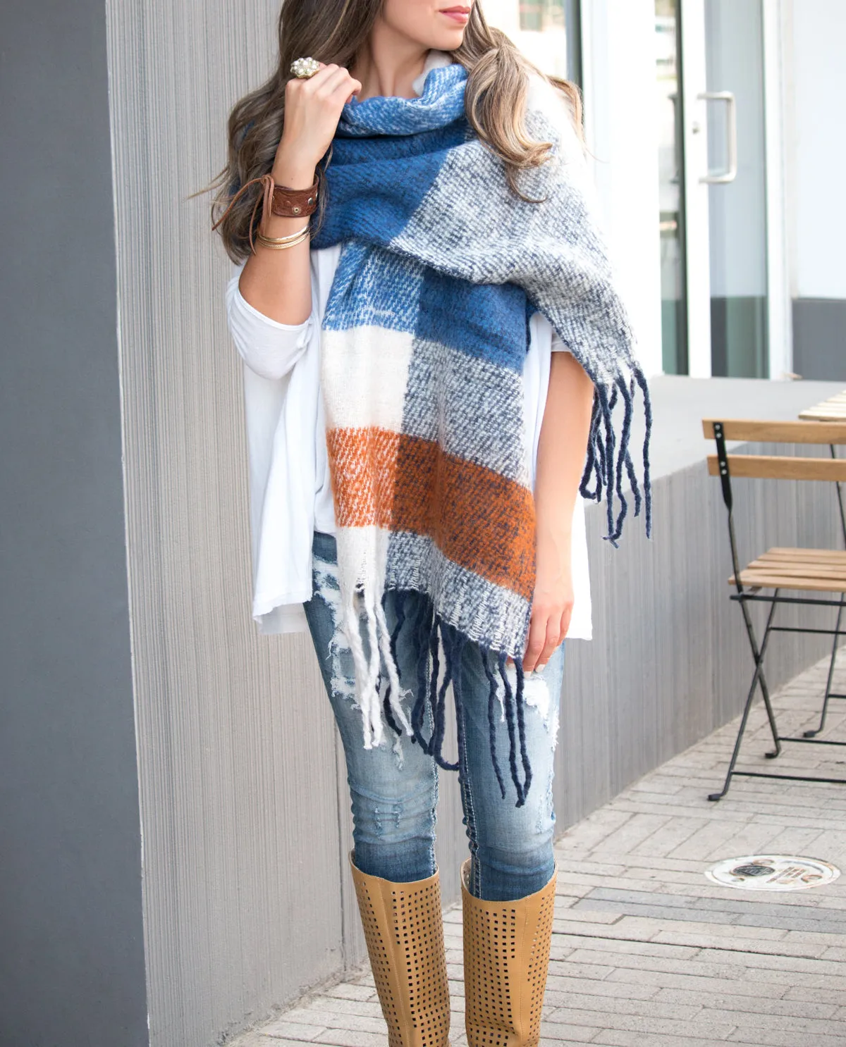 Wool Blend Tassel Wrap & Scarf