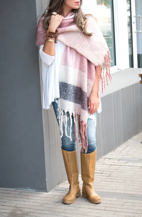 Wool Blend Tassel Wrap & Scarf