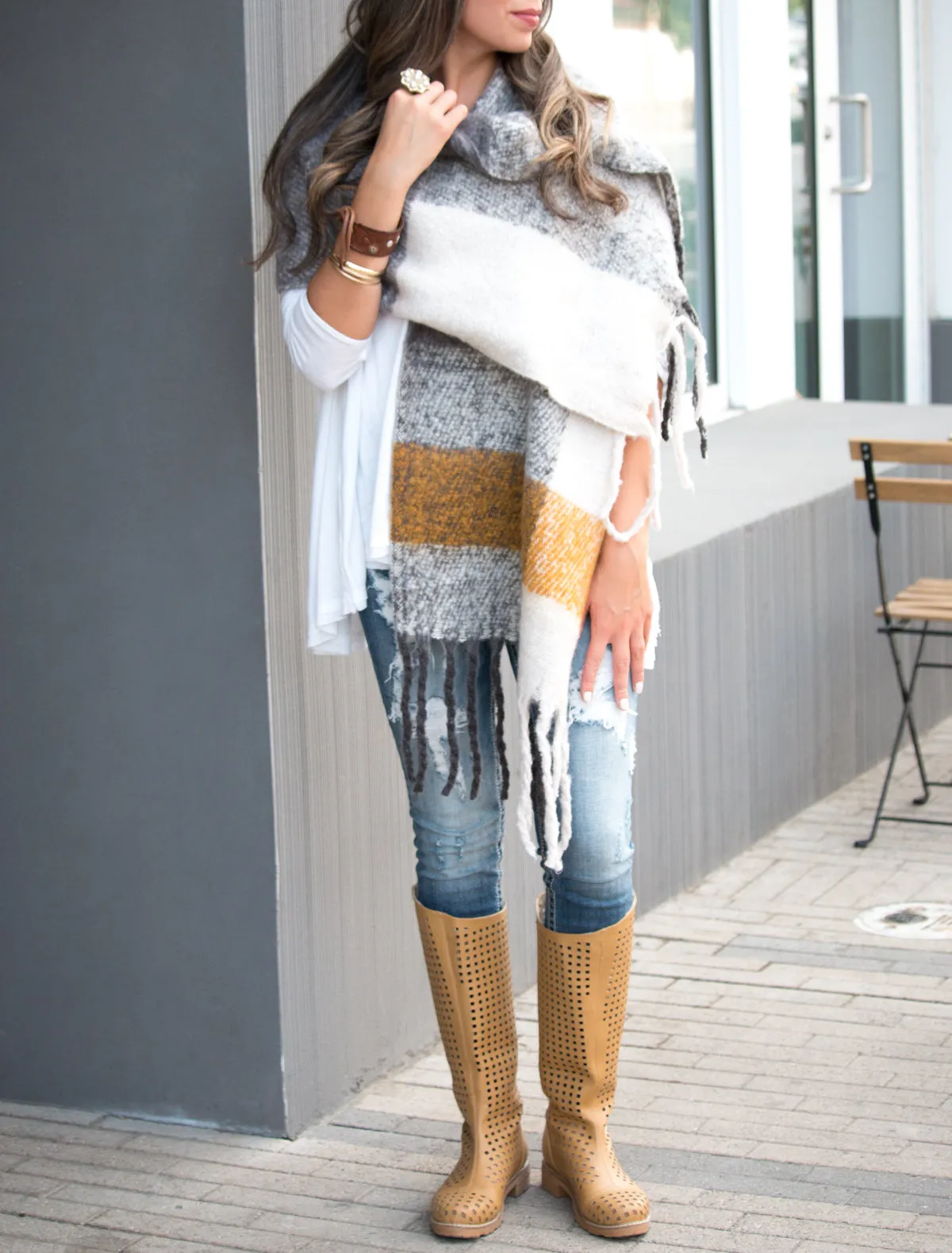 Wool Blend Tassel Wrap & Scarf