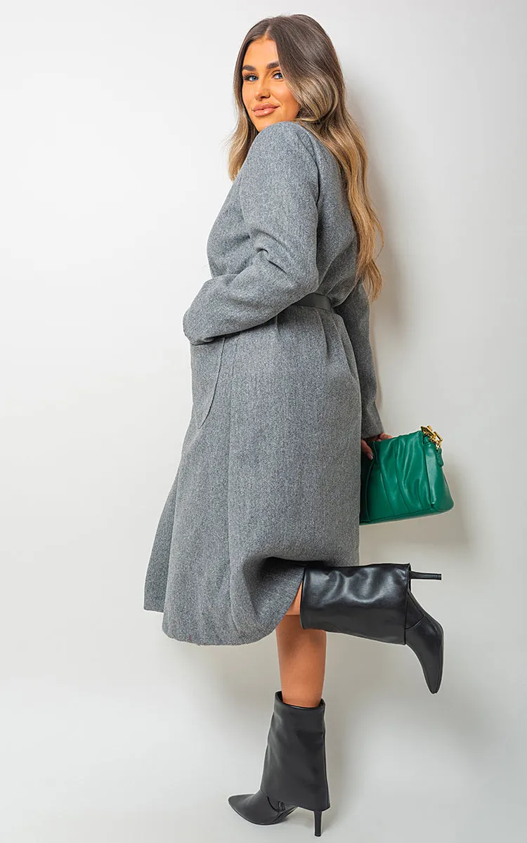 Wrap Belted Long Coat