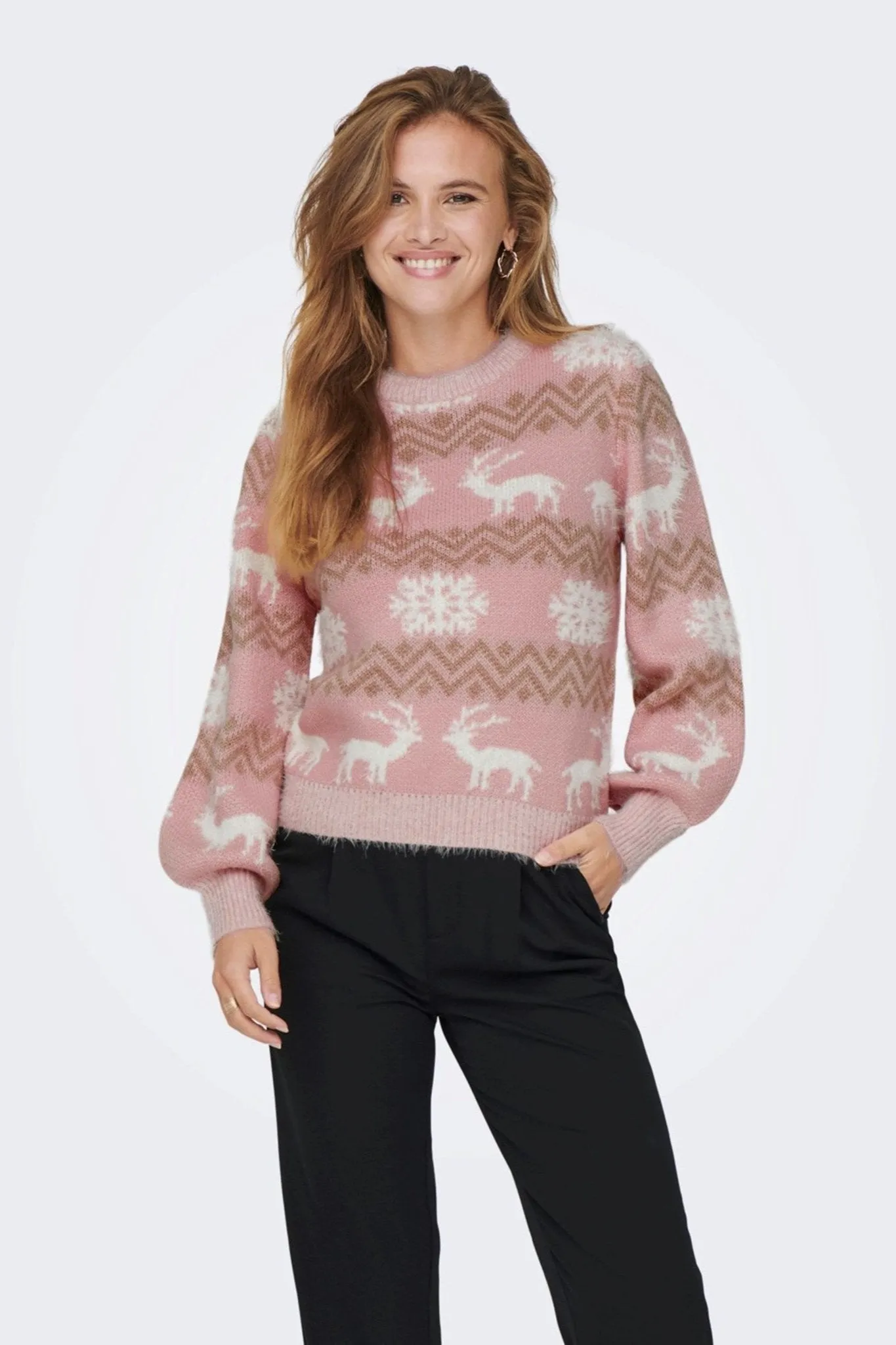 Xmas Fairisle Pullover Knit - Rose Smoke